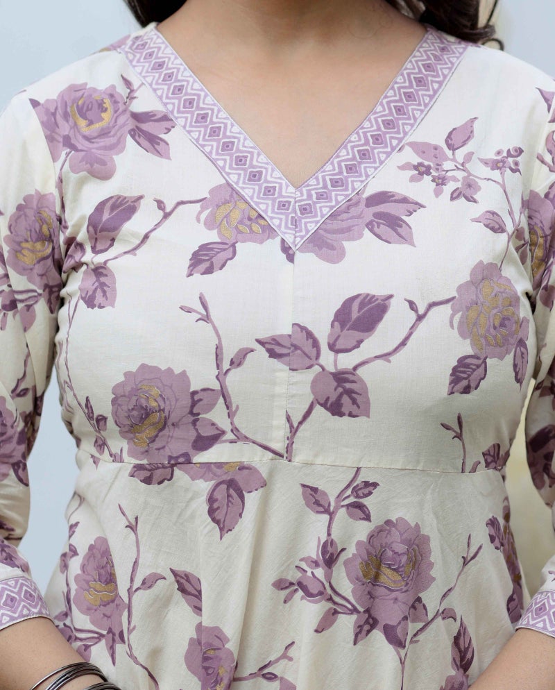 Miravan Floral Printed Anarkali Kurta And Palazzo Set for Women - Image 2